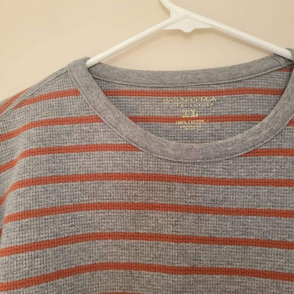 Sonoma Grey Orange Striped Thermal Men's XL - Picture 2 of 4
